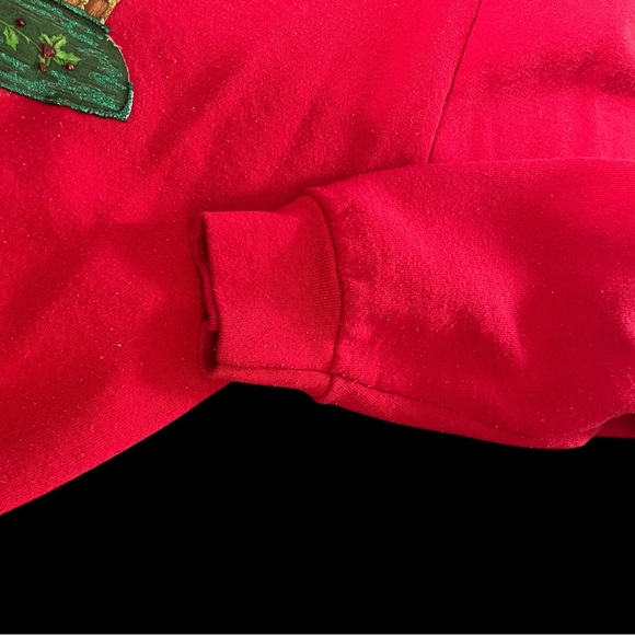 Handmade holiday rocking horse outlined with 90’s puff paint red sweatshirt. - Picture 5 of 6